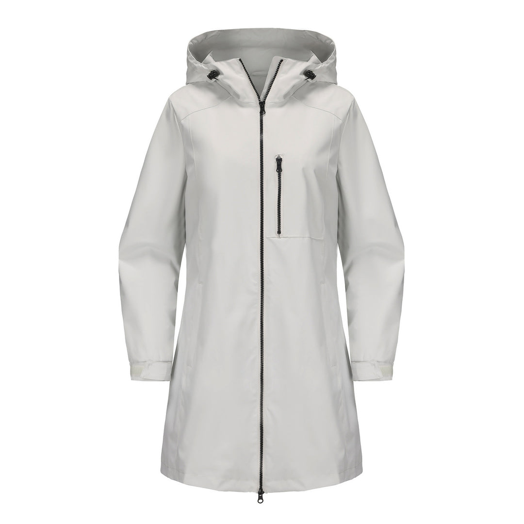 Damen modische Regenjacke mit Kapuze und praktischen Taschen Drune