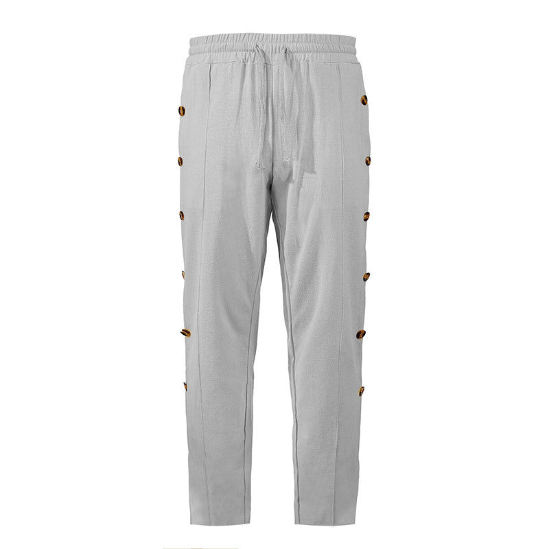 Herren modische Designerhose mit Knopfleiste und verstellbarem Bund Drune