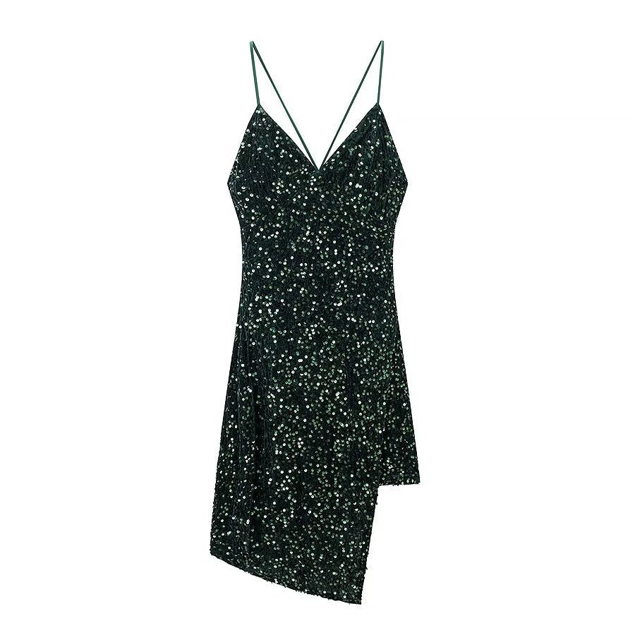 Damen Cocktailkleid mit schimmerndem Paillettenbesatz und asymmetrischem Saum Drune