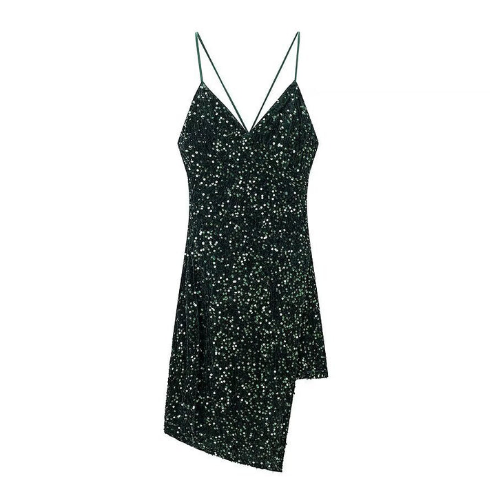 Damen Cocktailkleid mit schimmerndem Paillettenbesatz und asymmetrischem Saum Drune