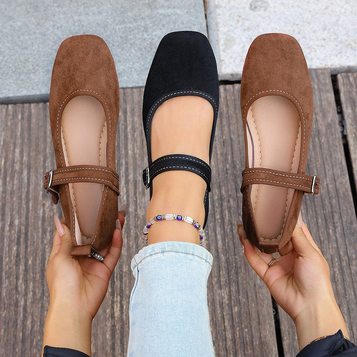 Damen Bequeme Ballerinas mit verstellbarem Riemchen Drune