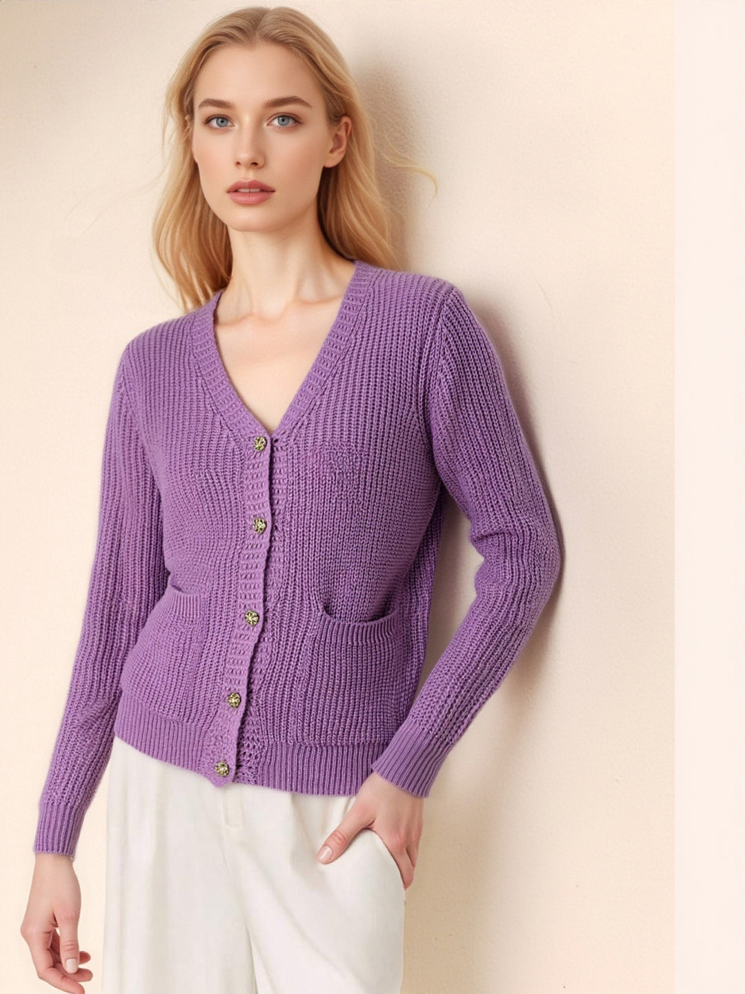 Damen Strickjacke mit feiner Struktur und praktischen Taschen Drune