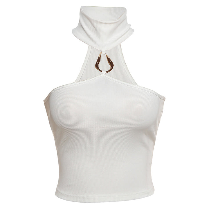 Damen Sportliches Crop-Top mit geschmackvollem Choker und dekorativem Detail Drune