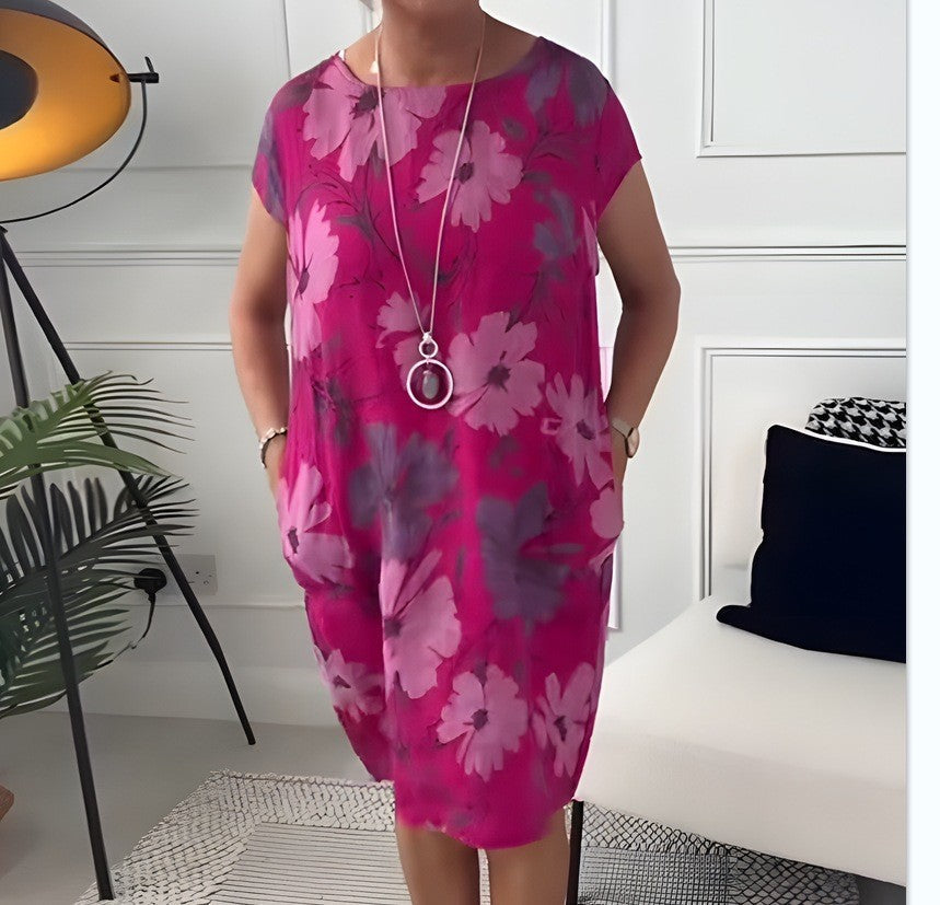 Damen Leichtes Strandkleid mit floralem Muster und Taschen Drune