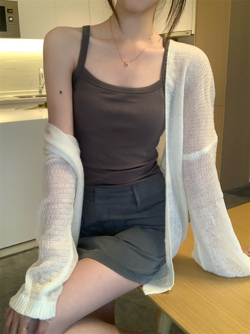 Damen luftiger Strickcardigan mit offenen Ärmeln und dekorativem Muster Drune