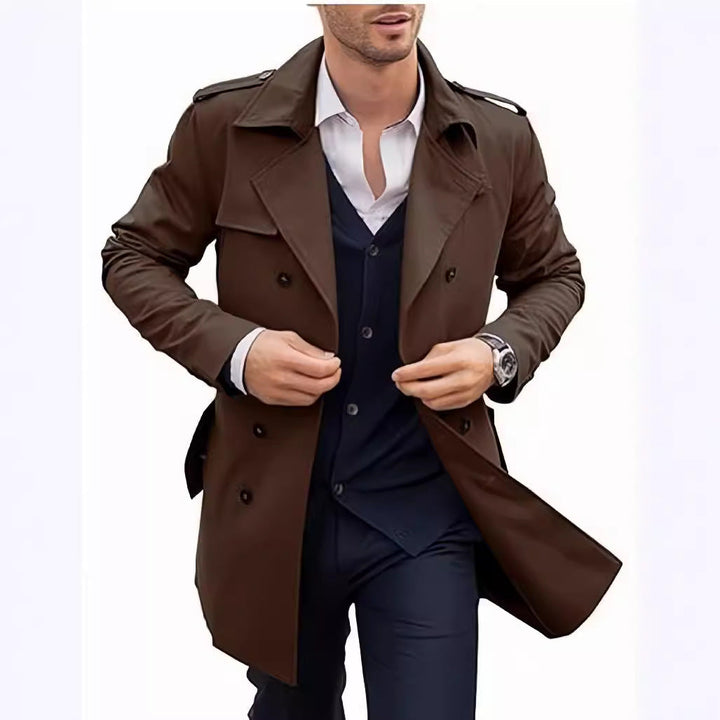 Herren leichter Trenchcoat mit modernem Design und stylischem Stehkragen Drune