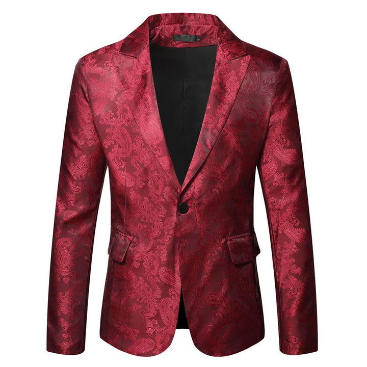 Herren Eleganter Paisley Muster Satin Blazer Drune