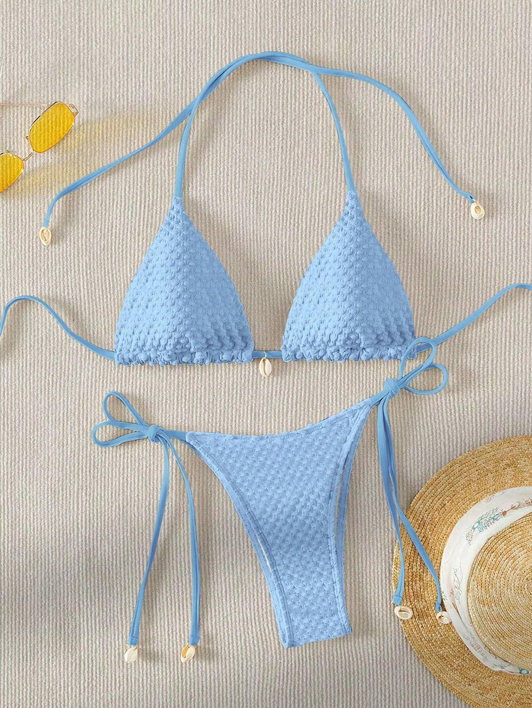 Damen Triangle-Bikini mit strukturiertem Material und zarten Bindebändern Drune