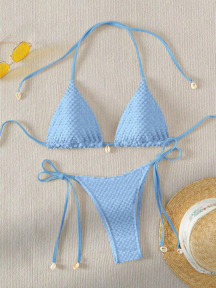 Damen Triangle-Bikini mit strukturiertem Material und zarten Bindebändern Drune