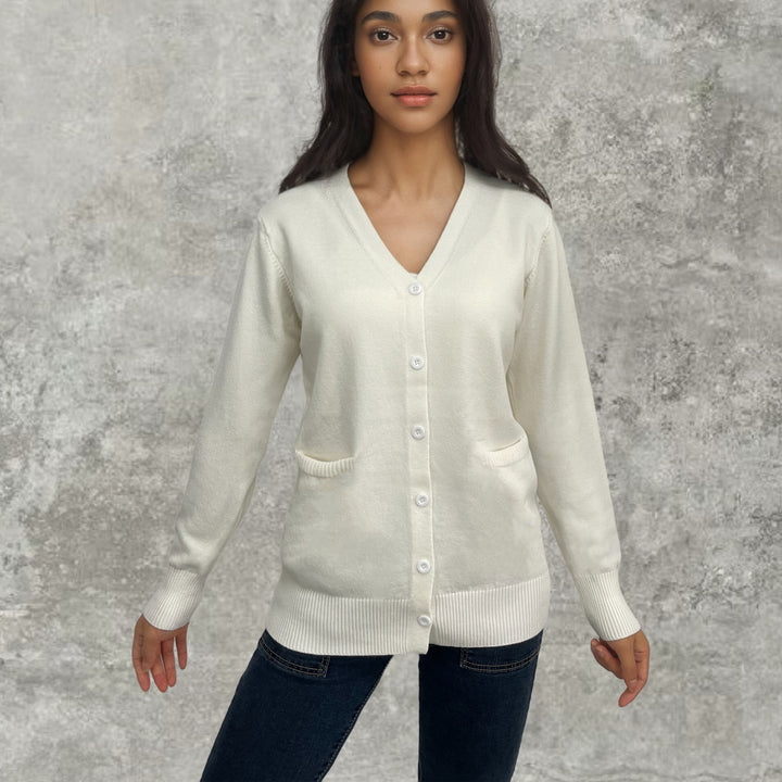 Damen Strickjacke mit feinem Rippenmuster und praktischen Taschen Drune