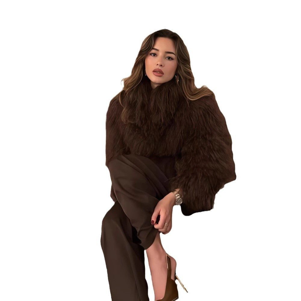 Damen luxuriöse Kunstpelzjacke Drune