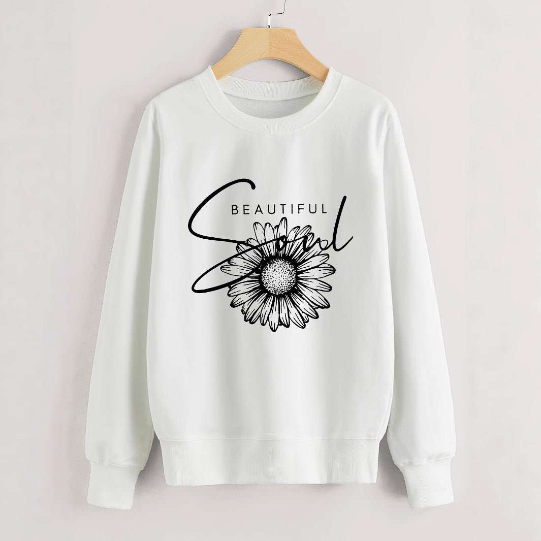 Damen Sweatshirt mit floralem Motiv und inspirierendem Schriftzug Drune