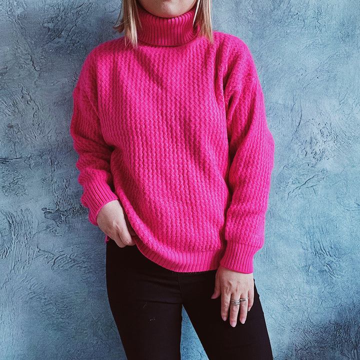 Damen Grobstrickpullover mit strukturiertem Muster und hohem Kragen Drune