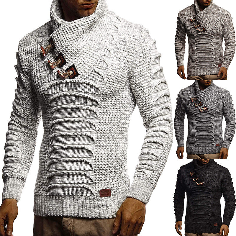 Herren Grobstrickpullover mit innovativem Schalkragen und rustikalem Design Drune