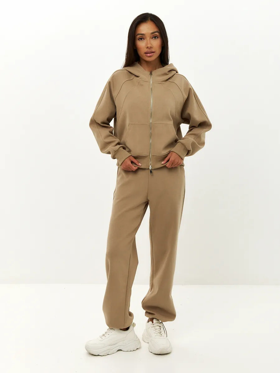 Damen Fleece-Kapuzenanzug mit durchgehendem Reißverschluss Drune
