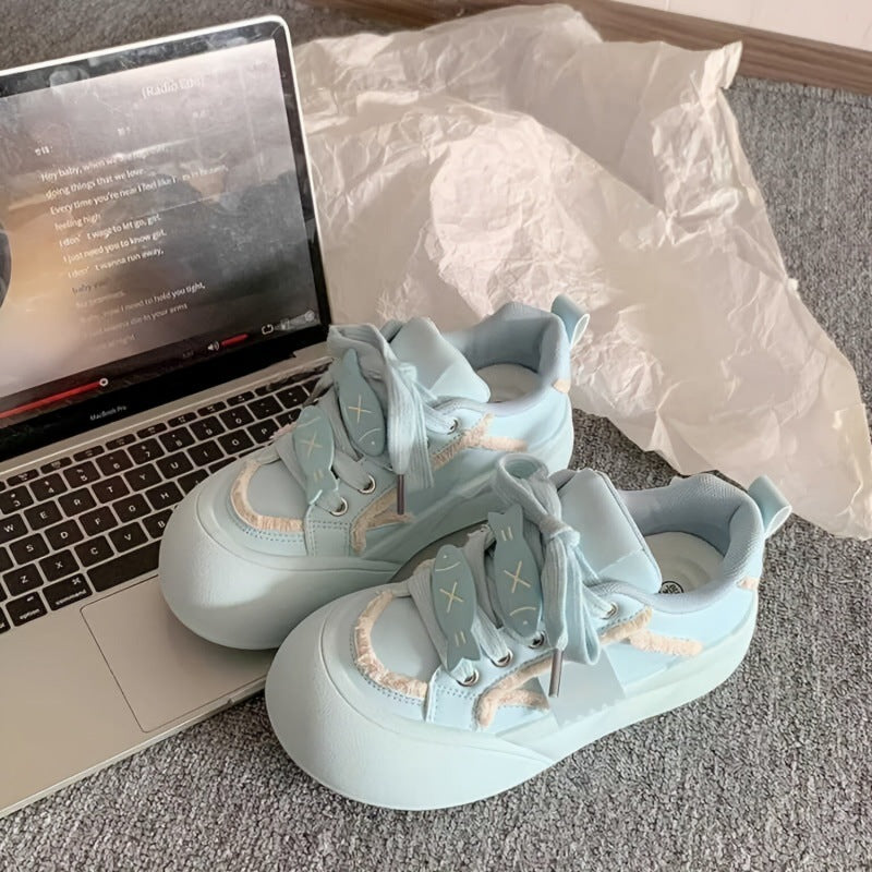 Damen Komfortable Sneakers mit voluminöser Sohle und verspielten Schnürdetails Drune