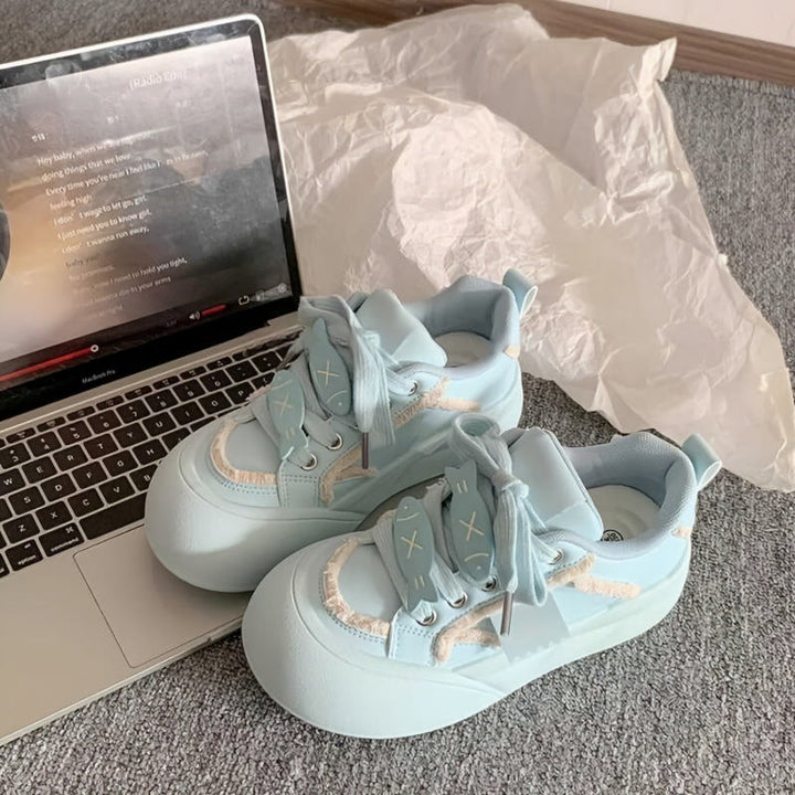 Damen Komfortable Sneakers mit voluminöser Sohle und verspielten Schnürdetails Drune