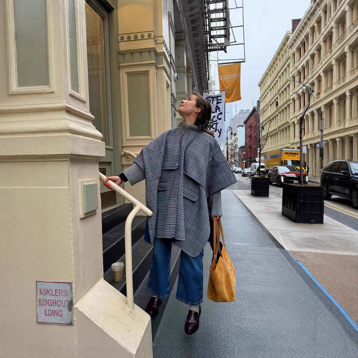 Damen modische Überwurfjacke mit großzügigen Taschen und strukturiertem Design Drune