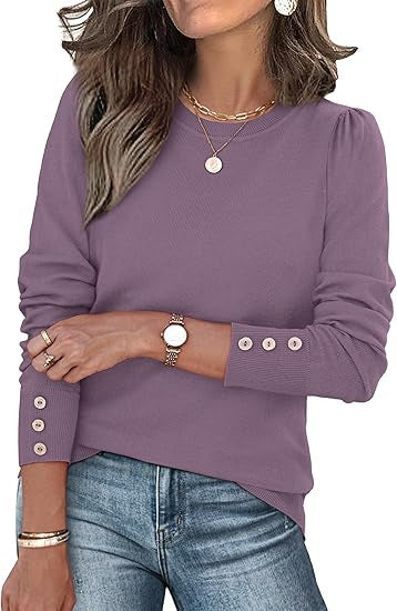 Damen lässiger Pullover mit Knopfdetails Drune