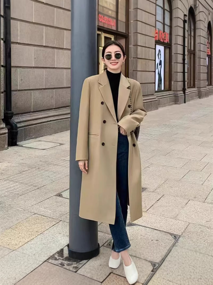 Damen Elegante Wollmantel mit Oversized-Schnitt und schickem Revers Drune