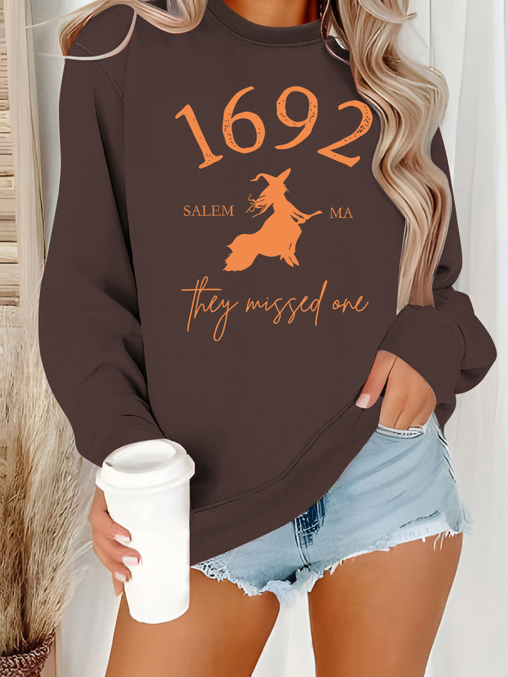 Damen Sweatshirt mit kreativem Witch-Motiv und gemütlichem Schnitt Drune