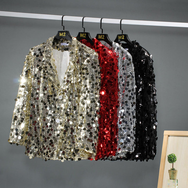 Damen Pailletten Blazerjacke mit modernem Schnitt und glamourösen Akzenten Drune