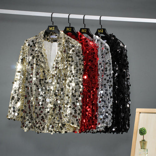 Damen Pailletten Blazerjacke mit modernem Schnitt und glamourösen Akzenten Drune