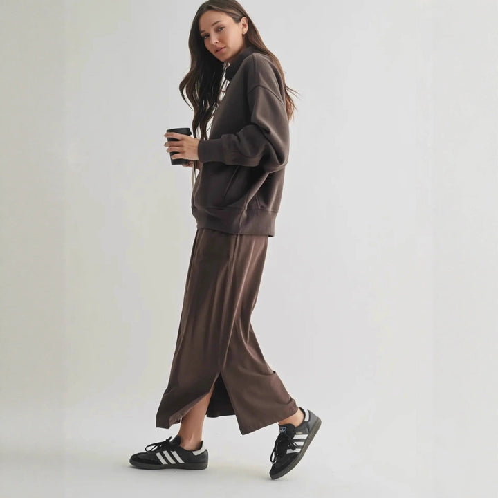 Damen Oversized Pullover mit hochgeschlossenem Kragen und lässiger Passform Drune
