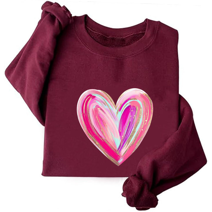 Damen Sweatshirt mit kreativem Herzdesign Drune