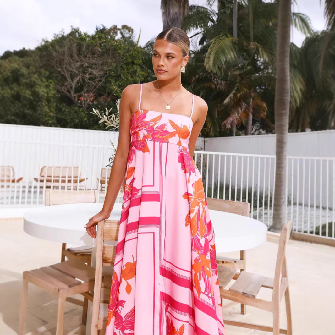 Damen Maxikleid mit floralem Motiv und fließendem Schnitt Drune