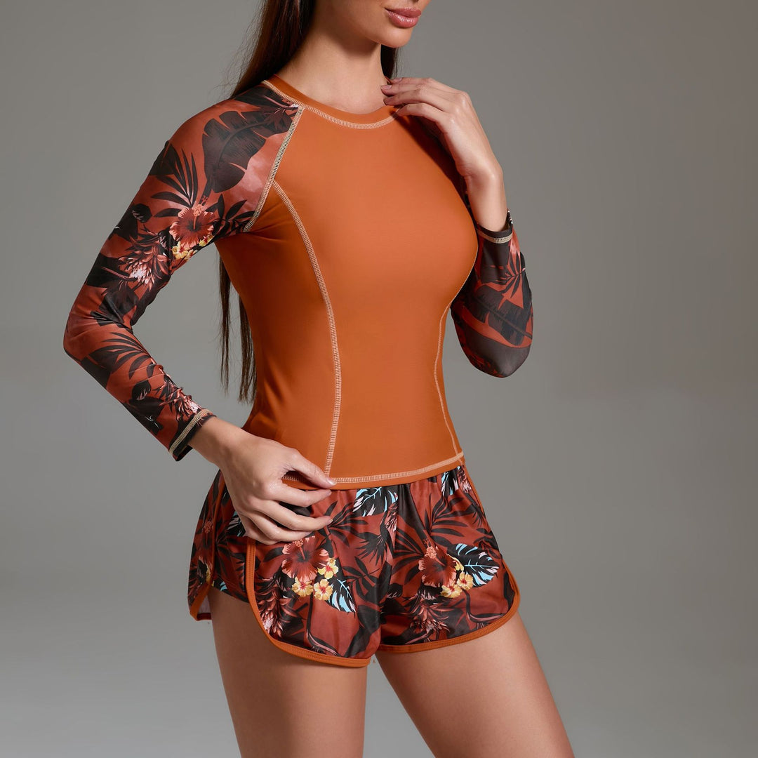 Damen Sportlicher Schwimmanzug mit langen Ärmeln Drune