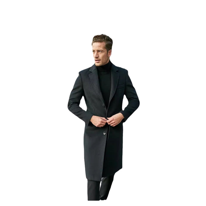 Herren eleganter lange Wool Blend Mantel Drune