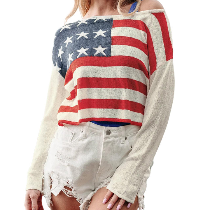 Damen lässiger Pullover im Flaggen-Design Drune
