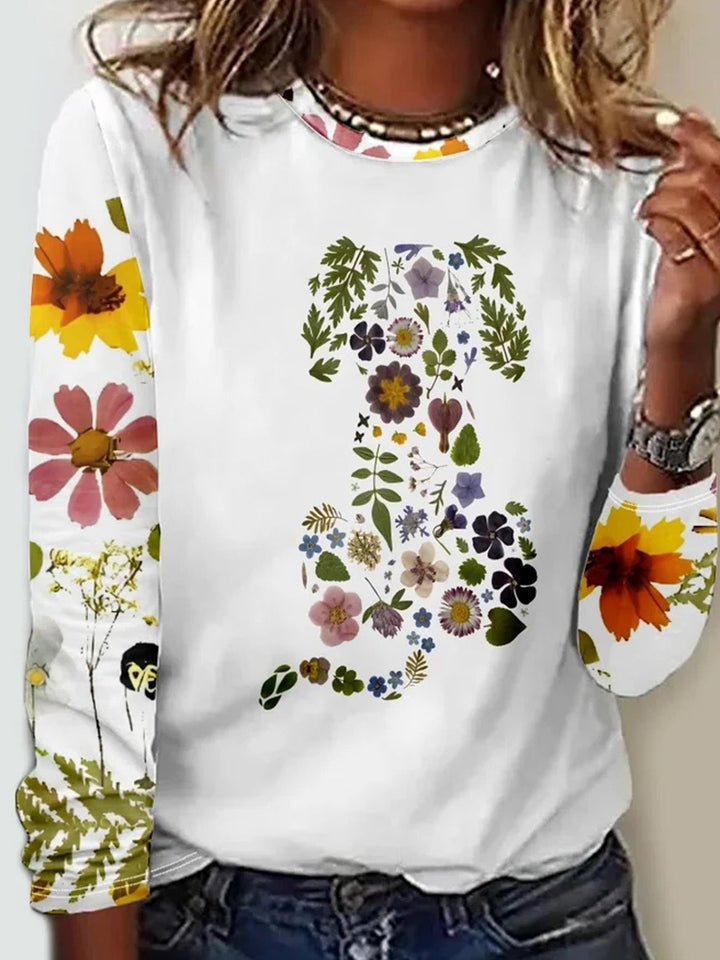 Drune | Floral Rundhalsausschnitt T-Shirt