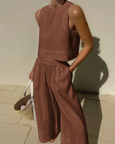 Femme Entspanntes Fit Leinen Co-Ord Set Drune