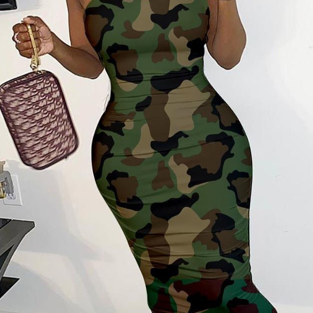 Damen Figurumspielendes Kleid mit eindrucksvollem Grafikmuster und asymmetrischem Schnitt Drune
