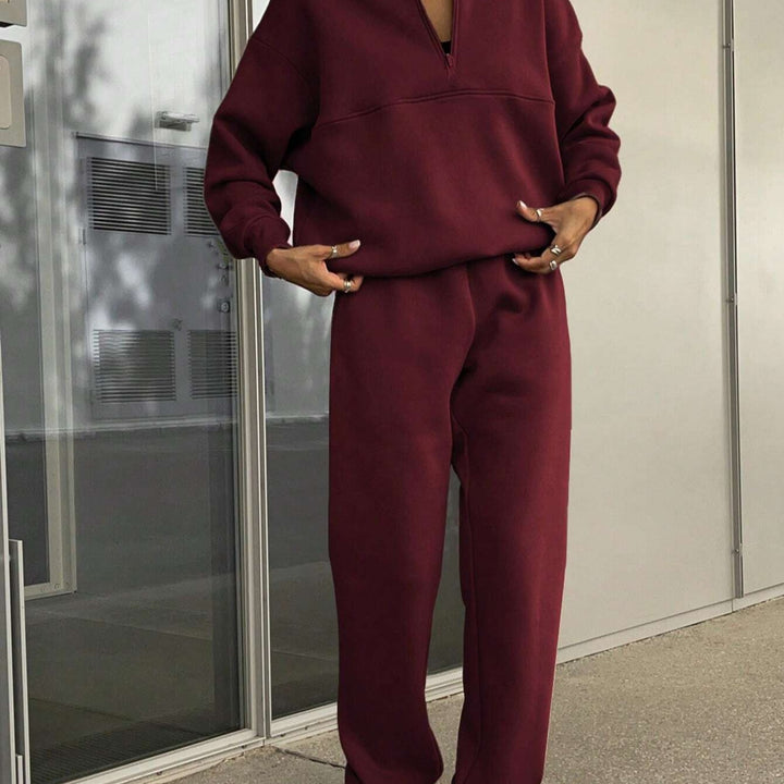 Damen nan weiches Lounge-Set mit weitem Sweatpullover und taillenhoher Jogginghose Drune