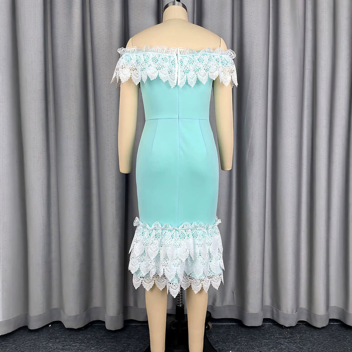 Damen Luxuriöses Cocktailkleid mit Spitzenakzenten Drune