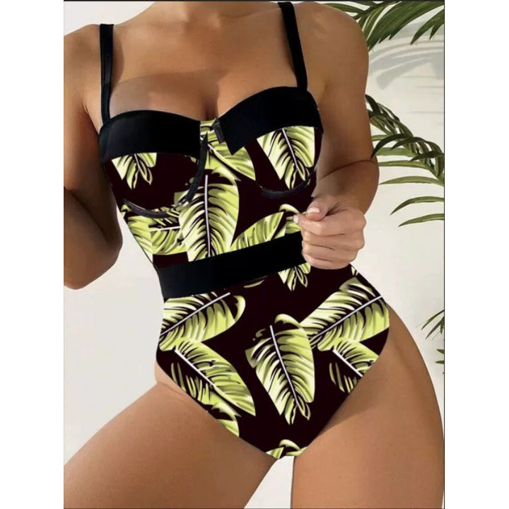 Damen Einteiler Badeanzug mit floralem Design und eleganter Silhouette Drune