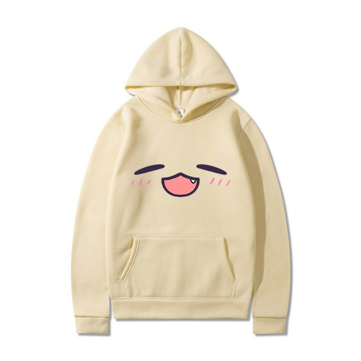 Damen Kapuzenpullover mit fröhlichem Cartoon-Gesicht und bequemer Passform Drune