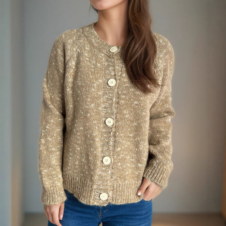 Damen kuschelige Strickjacke mit großen Knöpfen und feiner Textur Drune