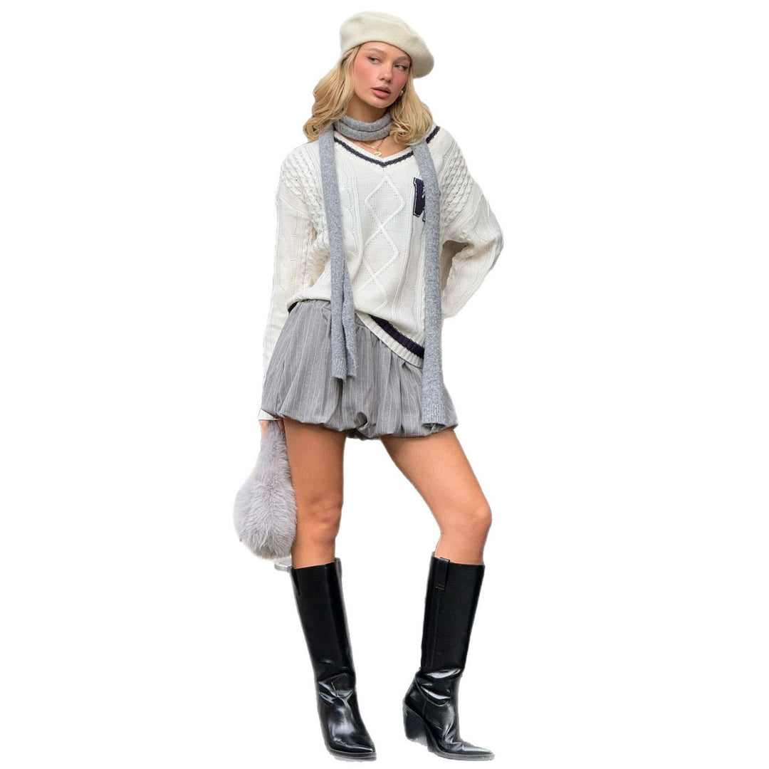 Damen Pullover mit Struktur und V-Ausschnitt Drune
