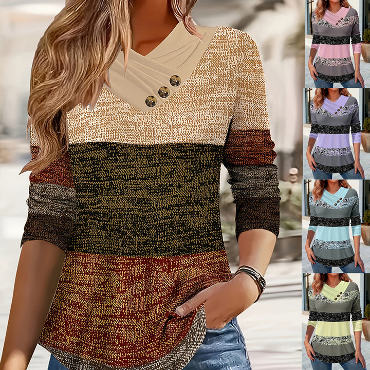 Damen Pullover mit asymmetrischem Kragen und Knopfdetails Drune