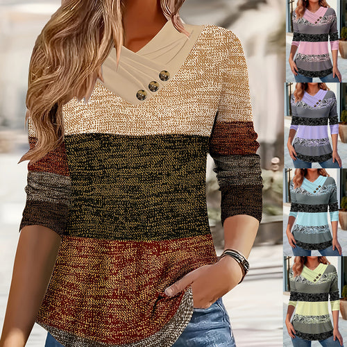 Damen Pullover mit asymmetrischem Kragen und Knopfdetails Drune