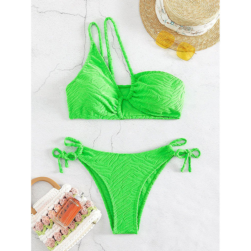 Damen Triangel-Bikini mit raffiniertem Wickeldetail und verspielten Trägern Drune