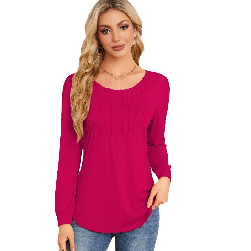 Damen elegante und bequeme Bluse mit Rippenstruktur Drune