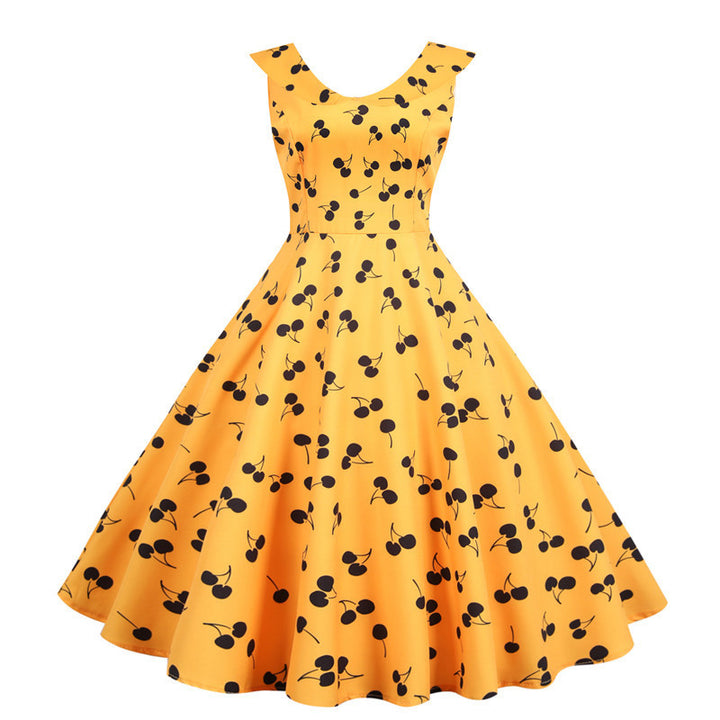 Damen Swingkleid mit fruchtigem Design und ausgestelltem Rock Drune