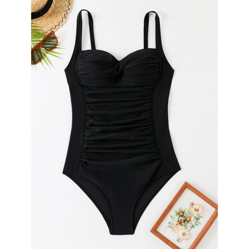 Damen Einteiliger Badeanzug mit figurformendem Schnitt und elegantem Neckholder Drune