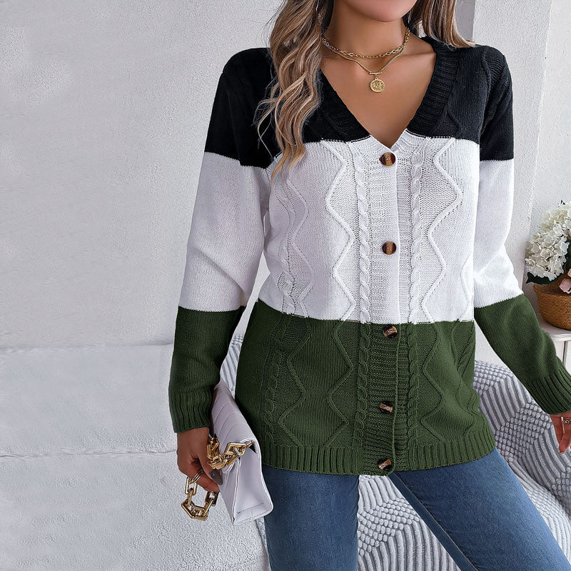 Drune | Farbblock Strickjacke Mit Modischem Stil