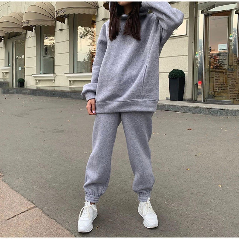 Damen lässiger Jogginganzug mit weichem Material und elastischem Bund Drune